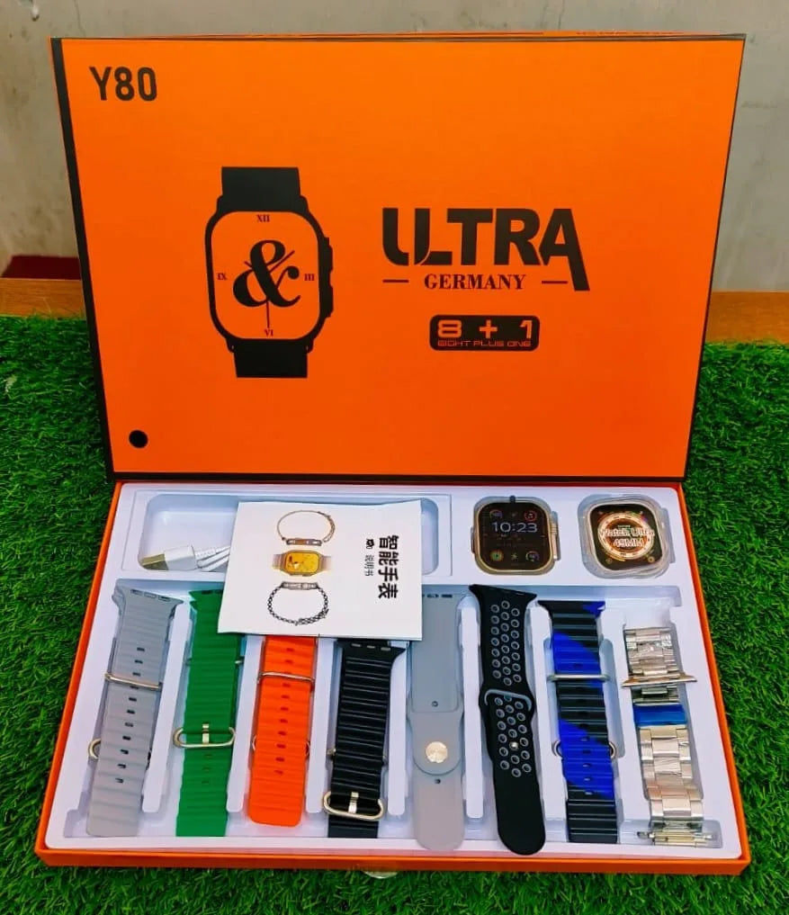 Y80 Ultra Smart Watch With 8 Straps